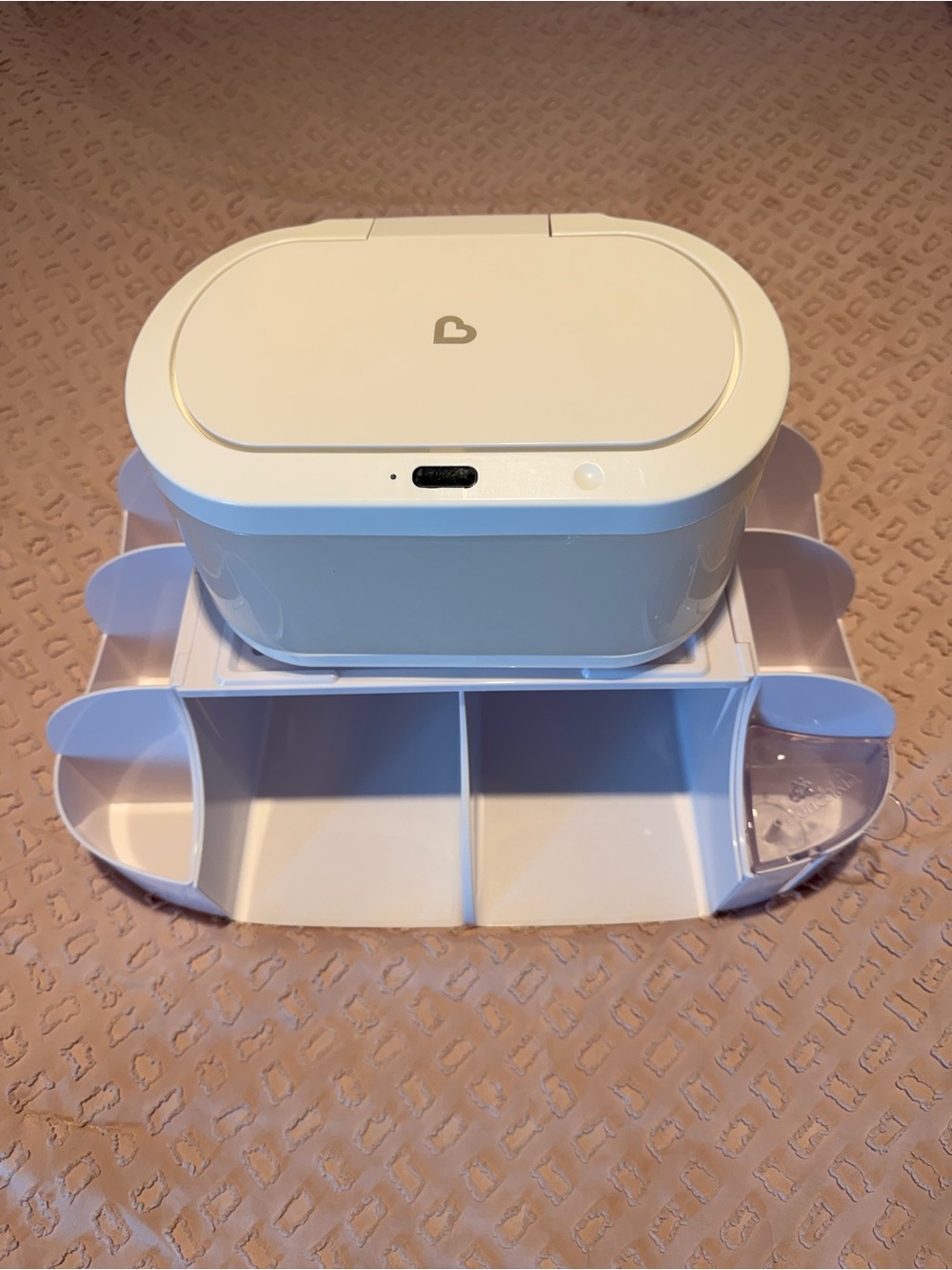 Munchkin White and Light Pink Baby Wipe Dispenser with Organizer